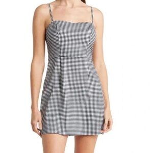 French Connection Mini Dress Size 4 Black White Gingham Check Summer Casual